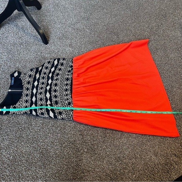 THML Womens Geometric Knit Bodice Fit & Flare Dress Red Black Large Sleeveless - Picture 6 of 6